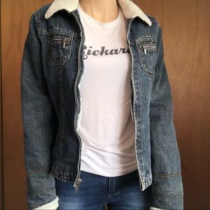 Vintage French Cuff Sherpa Jean Jacket